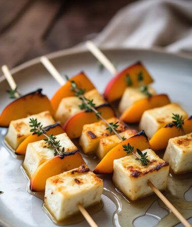 Smoky Halloumi and Grilled Peach Wedding Skewers Savory